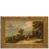 Thomas van Apshoven, Paesaggio con viandanti sullo sfondo di un villaggio, oil on canvas