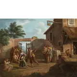 Paolo Monaldi, Festa contadina, oil on canvas