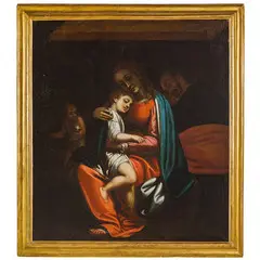 Sacra Famiglia con San Giovannino by Luca Cambiaso, oil on canvas, offered Nov 2024