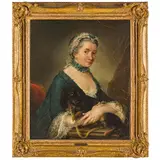 Louis Gabriel Blanchet, Ritratto di dama con cane / Ritratto di gentiluomo con lettera / Firmati e datati: L G Blanchet, pinxit Rome 1755, oil on canvas