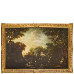 Paesaggio con il cinghiale Calidonio by Marco Ricci, oil on canvas, offered Nov 2024