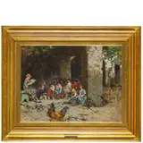 Vincenzo Irolli, Napoli, 1860 - 1942 / Lezione all'aperto / Firmato V Irolli in basso a destra, oil on canvas