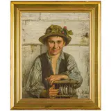 Alessandro Milesi, Venezia, 1856 - 1945 / Ragazzo con la gabbietta / Firmato Milesi Venezia in basso a destra, oil on canvas