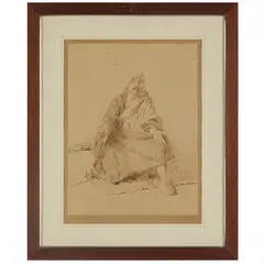 Domenico Morelli, Napoli, 1826 - 1901 / Arabo in preghiera / Firmato D Morelli al centro a sinistra, ink on paper