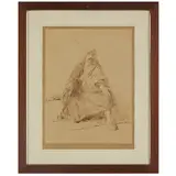 Domenico Morelli, Napoli, 1826 - 1901 / Arabo in preghiera / Firmato D Morelli al centro a sinistra, ink on paper