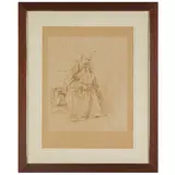 Domenico Morelli, Napoli, 1826 - 1901 / Ritratto di arabo / Firmato D Morelli in basso a sinistra, ink on paper bruna