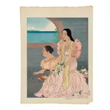 Paul Jacoulet, Dans la loge officielle; Joaquina et sa mère au sermon du père pons rota: Marianes (Miles 85; 89), 1942; 1947