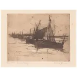 Armin Carl Hansen, Low Tide - Nieuport Belgium (White 10), c. 1912, Etching on japon paper