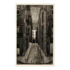 Armin Landeck, Narrow Street; Stairway to the Roof (Kraeft 102; 137), 1949; 1982, Two etchings on wove paper, each signed in pencil