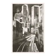 Third Avenue (Third Avenue El) (Flint 41) by Louis Lozowick, c. 1929, Lithograph on Rives paper, sold Jun 2025