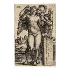 Hans Sebald Beham, Death and the Standing Nude Woman (Bartsch 150, Pauli 151), 1547, Engraving on laid paper, Hollstein's third (final) state