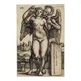 Hans Sebald Beham, Death and the Standing Nude Woman (Bartsch 150, Pauli 151), 1547, Engraving on laid paper, Hollstein's third (final) state