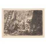 The Circumcision in the Stable (Bartsch, Hollstein 47, Hind 274, New Hollstein 280) by Rembrandt Harmensz van Rijn, 1654, Etching on laid paper, New Hollstein's fifth (final) state, a Basan workshop impression, 1789-97, sold Jun 2025