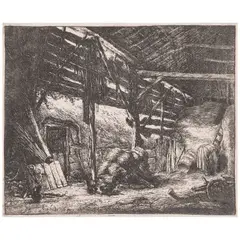 Adriaen van Ostade, The Barn (Bartsch, Duthuit, Godefroy, Hollstein 23), 1647, Etching on laid paper, presumably Hollstein's tenth (final) state