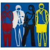 Julian Opie, Red White Black Yellow, from Standing People, 2019, Acrylic lenticular panels in colors mounted onto acrylic