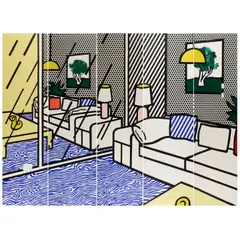 Roy Lichtenstein, Wallpaper with Blue Floor Interior (Corlett 260, Gemini 1558), 1992, Screenprint in colors on 5 sheets of Paper Technologies Inc. Waterleaf paper