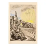 Marc Chagall, David pleure l'Absalom, from La Bible (Vollard 271, Cramer bk. 30), 1931-39, Etching with hand-coloring on wove paper