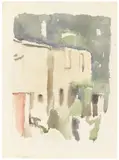 Giorgio Morandi, Paesaggio (Casa bruciata), 1959, Aquarell über Bleistift auf Papier