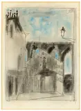 Lyonel Feininger, Viadukt von Arcueil bei Paris, 1953, Aquarell, Tuschfeder und Kohle auf Hahnemühle-Bütten