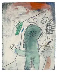 Grüne Figur by Horst Antes, 1963, Mischtechnik auf Papier, sold Nov 2012