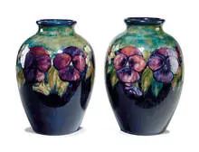 William Moorcroft, Massive Pansy vases (2), Executed 1920
