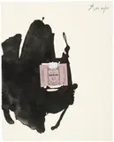Robert Motherwell, Roth-Händle, 1974-1975, Brushed aquatint and collage on Auvergne a la Main Richard de Bas handmade paper with offset-printed Roth-Hündle cigarette label