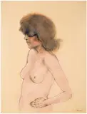 Rafael Coronel, Untitled (Female Nude), c. 1980, Pastel and charcoal on paper