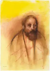 Rafael Coronel, Bearded Man, c. 1980, Pastel and colored pencil on paper
