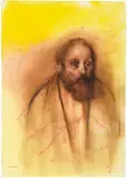 Rafael Coronel, Bearded Man, c. 1980, Pastel and colored pencil on paper