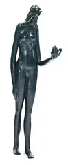 Sarah Tarab, Untitled (Standing Eve with Apple), c. 1985, Patinated bronze