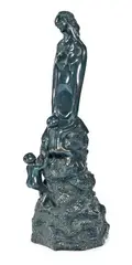 Sarah Tarab, Untitled (Figures Climbing Rocks Towards Woman), c. 1985, Patinated bronze