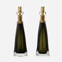 Table lamps, pair by Orrefors, c. 1960, glass, brass, sold Jul 2022