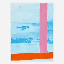 Chris Johanson, Beautiful Bird in Flight, 2018, screenprint in colors