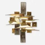 attribution C. Jeré, Wall sculpture, c. 1980, brass, steel