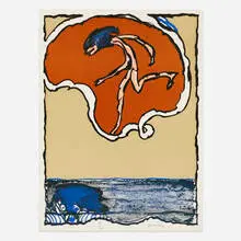 Worldly Flying Object by Pierre Alechinsky, 1978, lithograph in colors, sold Jul 2022