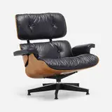 Charles and Ray Eames, 670 lounge chair, 1956 / 1980, rosewood plywood, leather, enameled and brushed aluminum