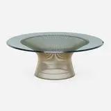 Coffee table by Warren Platner, bronze-plated steel, glass, sold Jul 2022