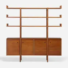 Cabinet by Milo Baughman, c. 1950, walnut, sold Jul 2022
