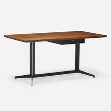Ward Bennett, Desk, c. 1965, rosewood, enameled aluminum, lacquered wood