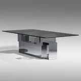 Cityscape dining table, model PE 639 by Paul Evans, c. 1975, chrome-plated steel, glass, sold Jul 2022