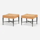 Edward Wormley, Ottomans, model 5002, 1956, upholstery, lacquered wood