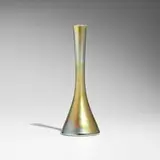 Tall tapered vase by Tiffany Studios, c. 1905, hand-blown Favrile glass, sold Nov 2025