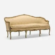 Louis XV, Canapé, upholstered cushion, painted wood, tacks