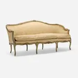 Louis XV, Canapé, upholstered cushion, painted wood, tacks