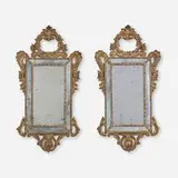 Venetian, Wall mirrors, pair, carved and gilt wood, mirrored glass/plate