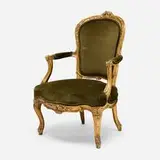 Louis XV, Bergère, gilt wood, velvet upholstery