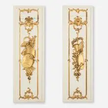 Louis XV, Wall-hanging panels, pair, carved, painted and gilt wood