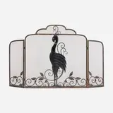 Art Déco, Fire screen with phoenix, c. 1935, enameled iron, steel mesh