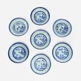 Gustav Jacob Canton, Plates, set of seven, glazed porcelain