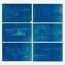 Frank Lloyd Wright, Collection of six blueprints for the Office of Edgar J. Kaufmann, Pittsburgh, 1935-37, blueprint